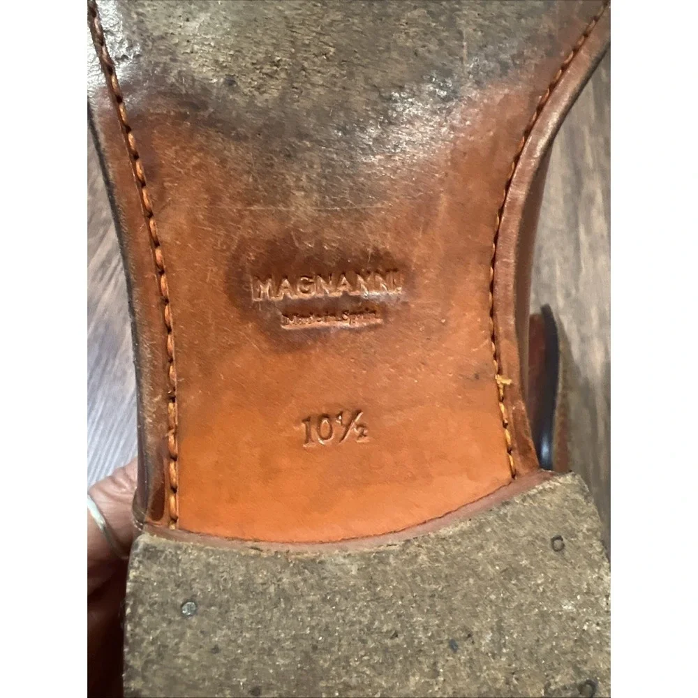 Magnanni Marco Monk Strap Dress Shoes Brown Leather Made Spain Men Size 10.5M
